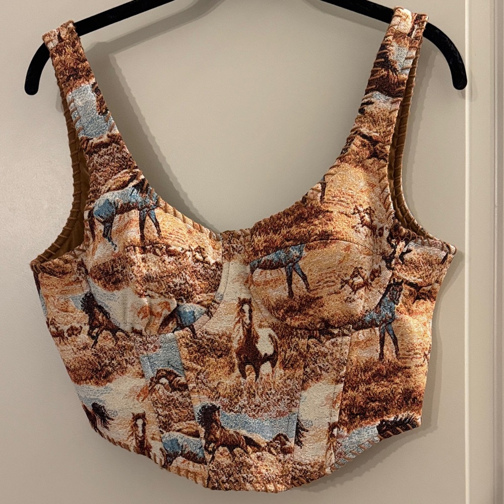 Equestrian Print Women's Crop Top